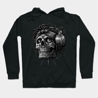 old school skull African hiphop music with Headphone Hoodie